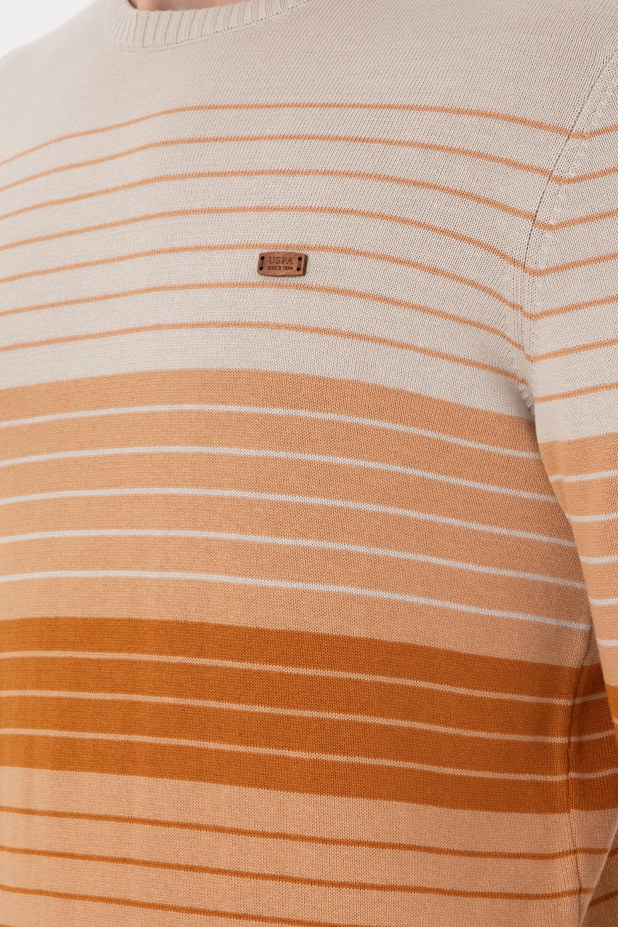 Erkek Slim Fit Bisiklet Yaka Camel Kazak