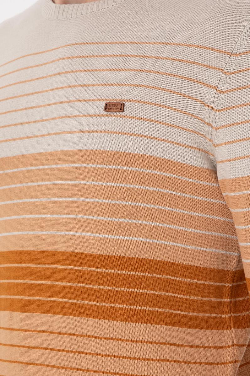 Erkek Slim Fit Bisiklet Yaka Camel Kazak