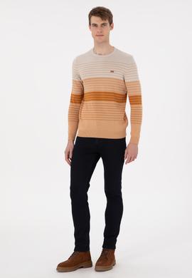 Erkek Slim Fit Bisiklet Yaka Camel Kazak - 50297071015