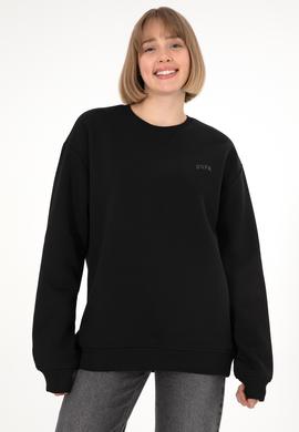 Erkek Bisiklet Yaka Siyah Basic Şardonlu Sweatshirt - 50295148093