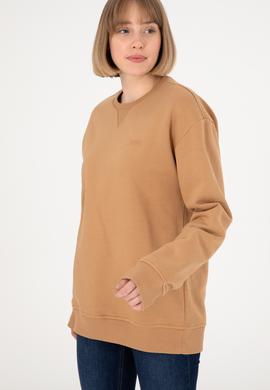Erkek Bisiklet Yaka Camel Basic Şardonlu Sweatshirt - 50295148023