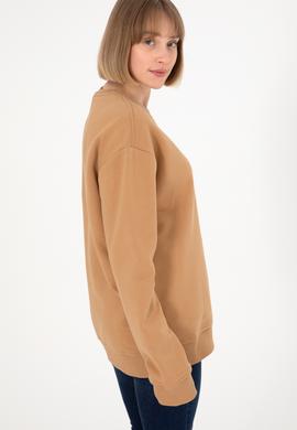 Erkek Bisiklet Yaka Camel Basic Şardonlu Sweatshirt - 50295148023