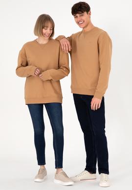 Erkek Bisiklet Yaka Camel Basic Şardonlu Sweatshirt - 50295148023