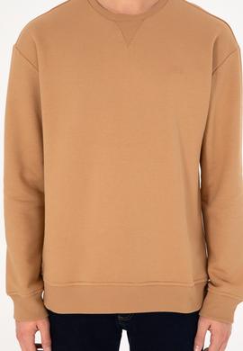 Erkek Bisiklet Yaka Camel Basic Şardonlu Sweatshirt - 50295148023