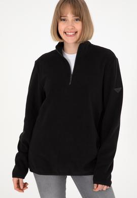 Erkek Yarım Fermuarlı Siyah Basic Polar Sweatshirt - 50298085087