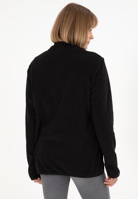 Erkek Yarım Fermuarlı Siyah Basic Polar Sweatshirt - 50298085087