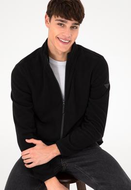 Erkek Siyah Basic Polar Hırka - 50298066086