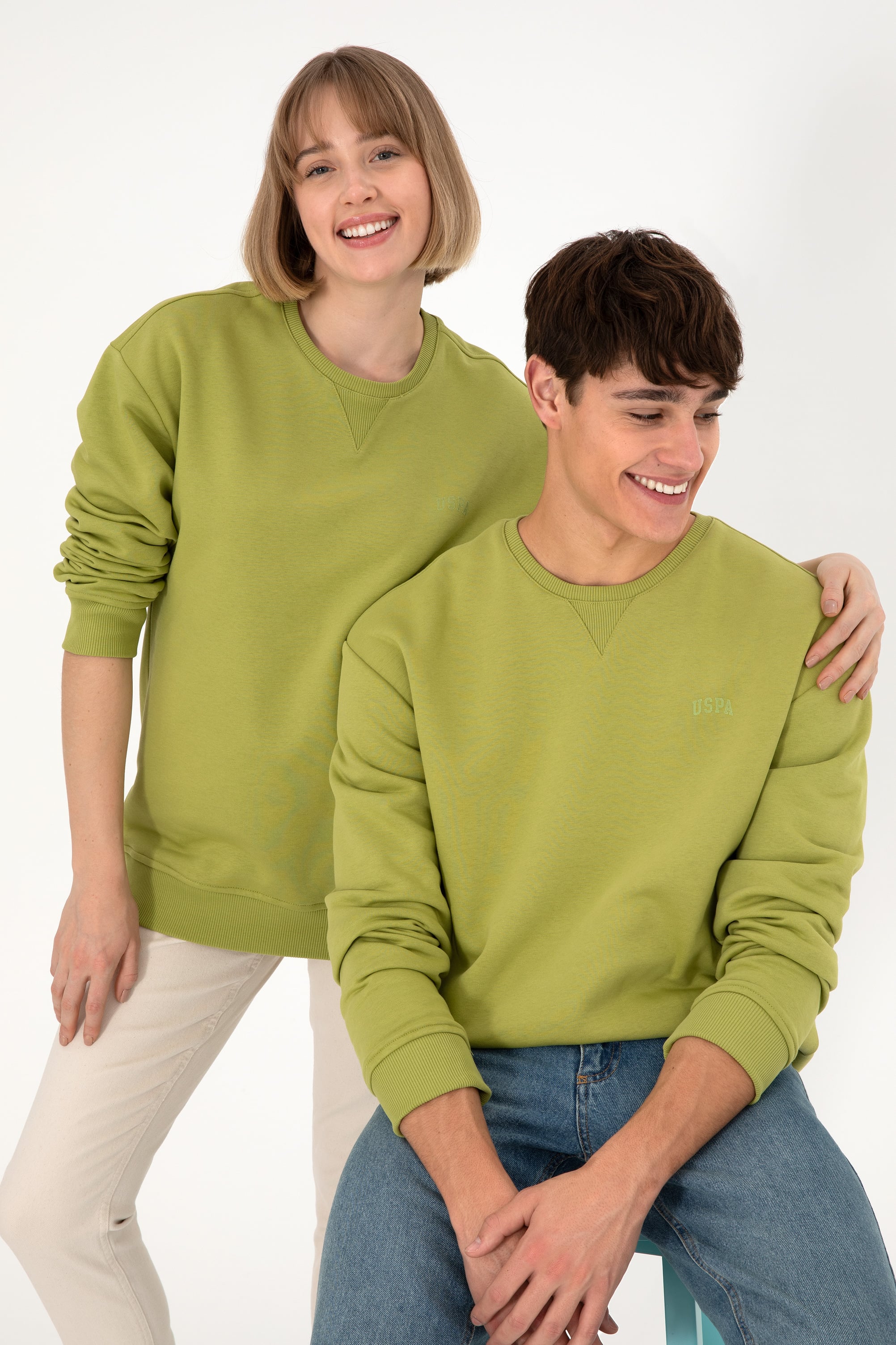Erkek Bisiklet Yaka Fıstık Basic Şardonlu Sweatshirt