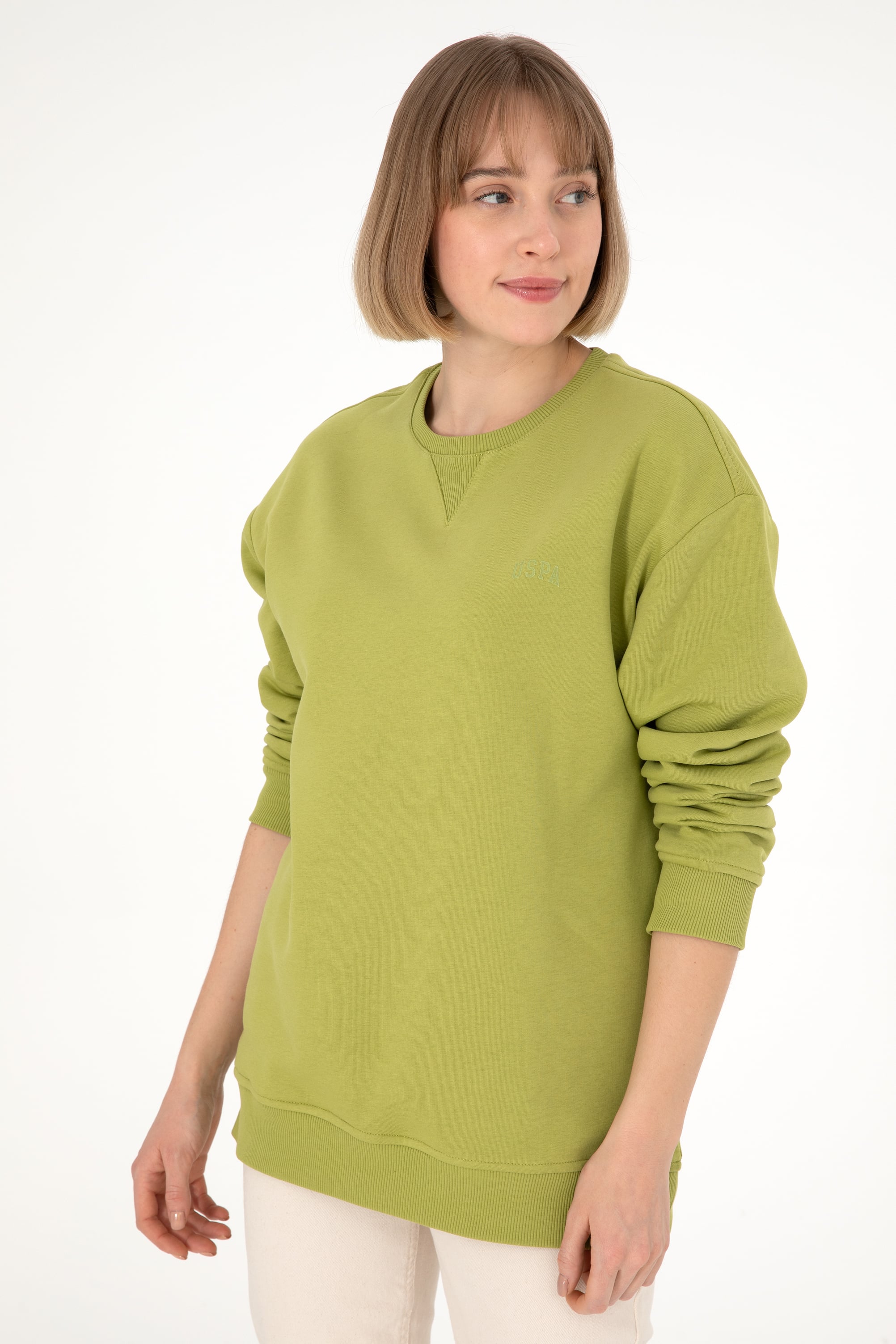 Erkek Bisiklet Yaka Fıstık Basic Şardonlu Sweatshirt