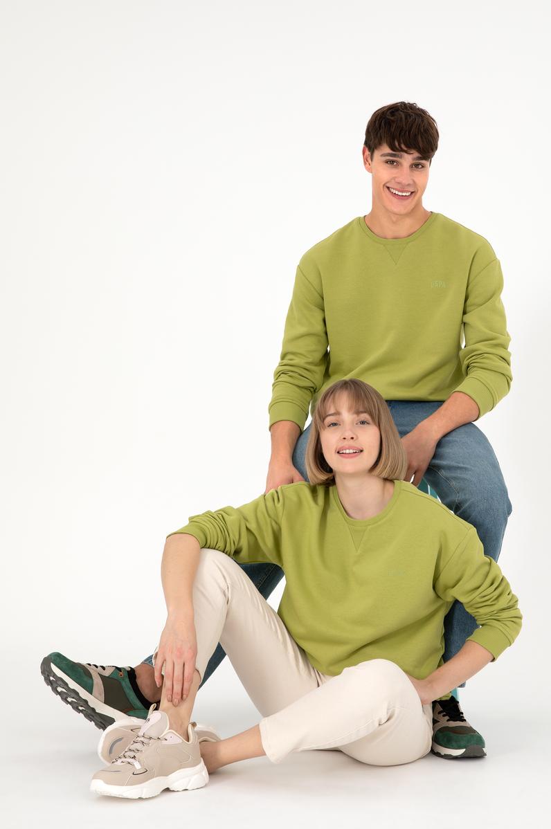 Erkek Bisiklet Yaka Fıstık Basic Şardonlu Sweatshirt