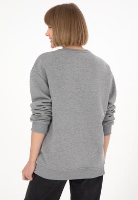 Erkek Bisiklet Yaka Gri Melanj Basic Şardonlu Sweatshirt - 50295148180