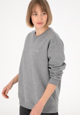 Erkek Bisiklet Yaka Gri Melanj Basic Şardonlu Sweatshirt - 50295148180