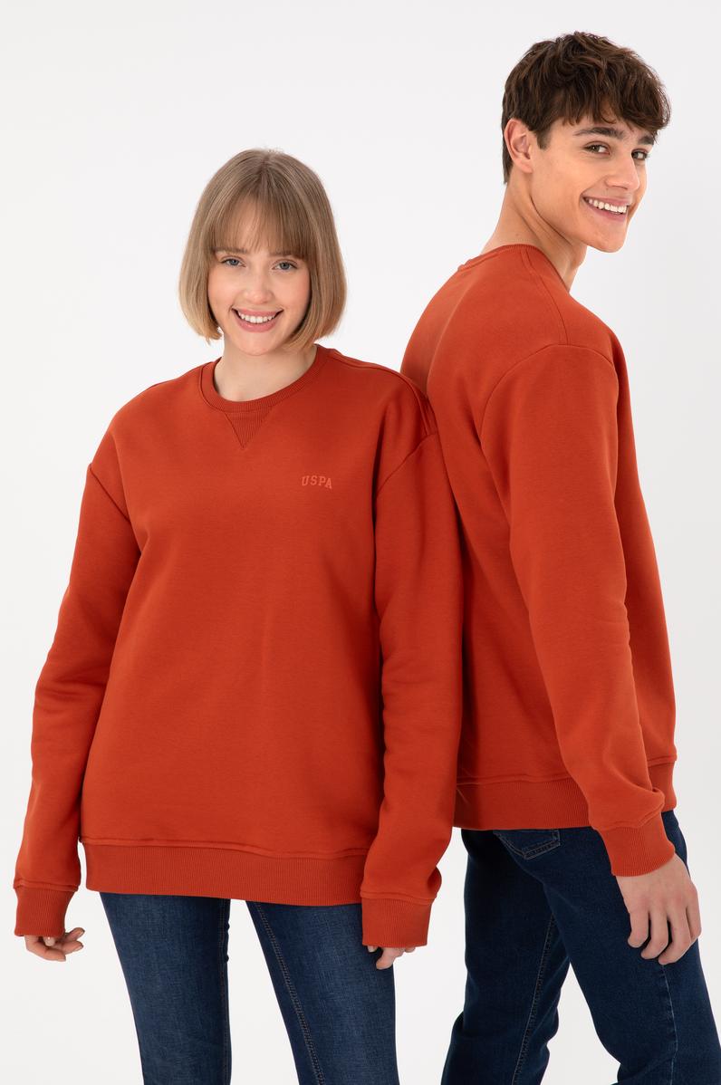 Erkek Bisiklet Yaka Kiremit Basic Şardonlu Sweatshirt