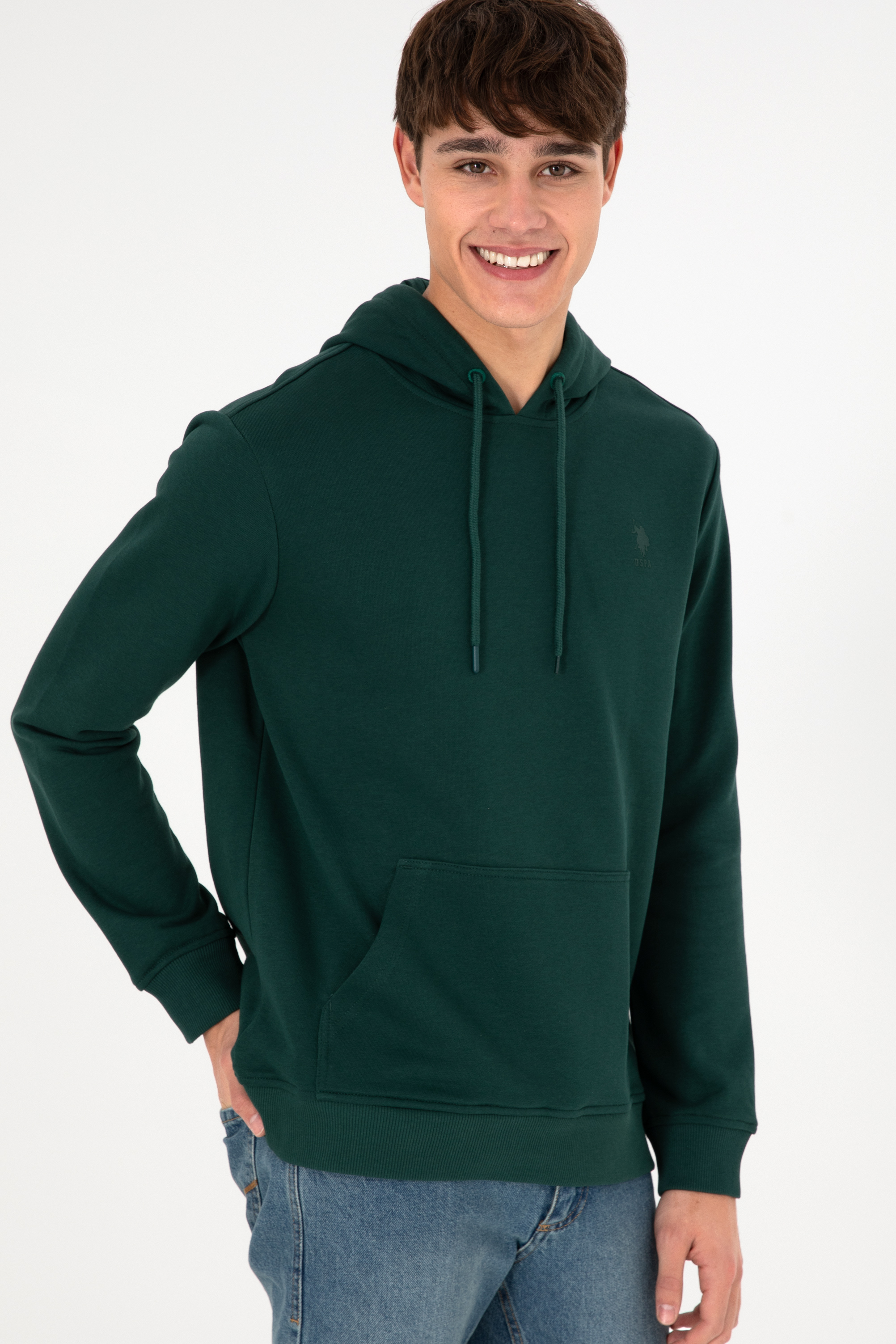 Erkek Koyu Yeşil Basic Sweatshirt - Image 5