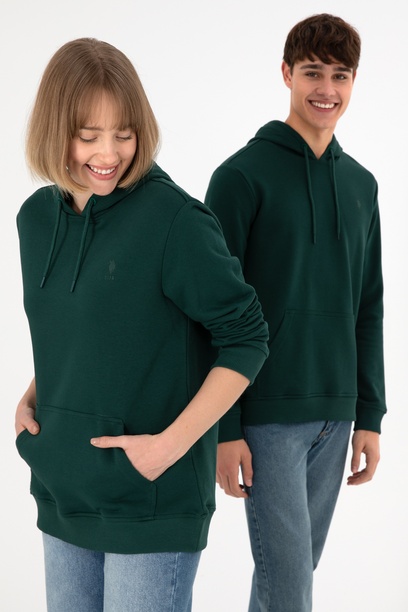 Erkek Koyu Yeşil Basic Sweatshirt