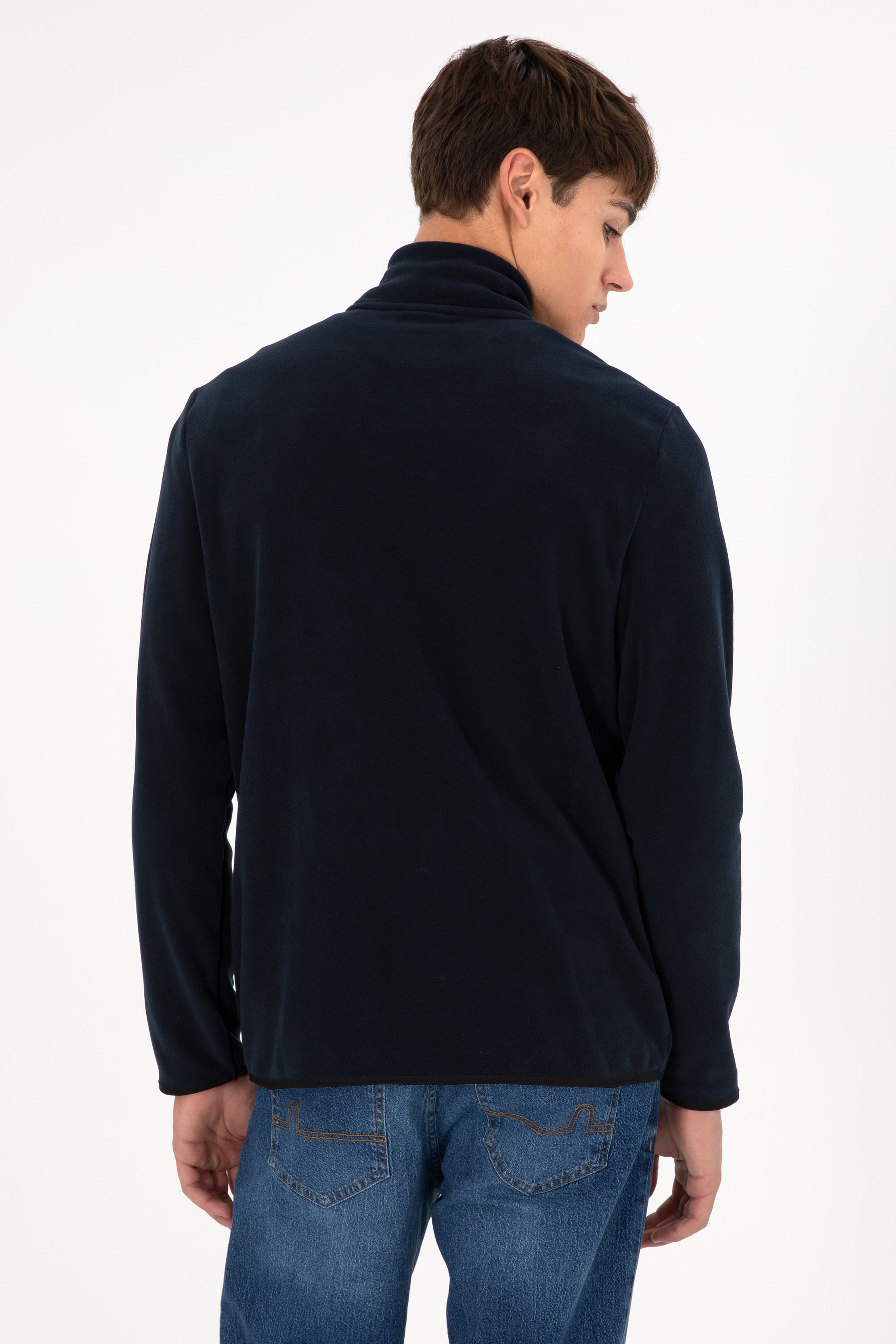 Erkek Yarım Fermuarlı Lacivert Basic Polar Sweatshirt - Image 6