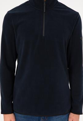 Erkek Yarım Fermuarlı Lacivert Basic Polar Sweatshirt - 50298085057