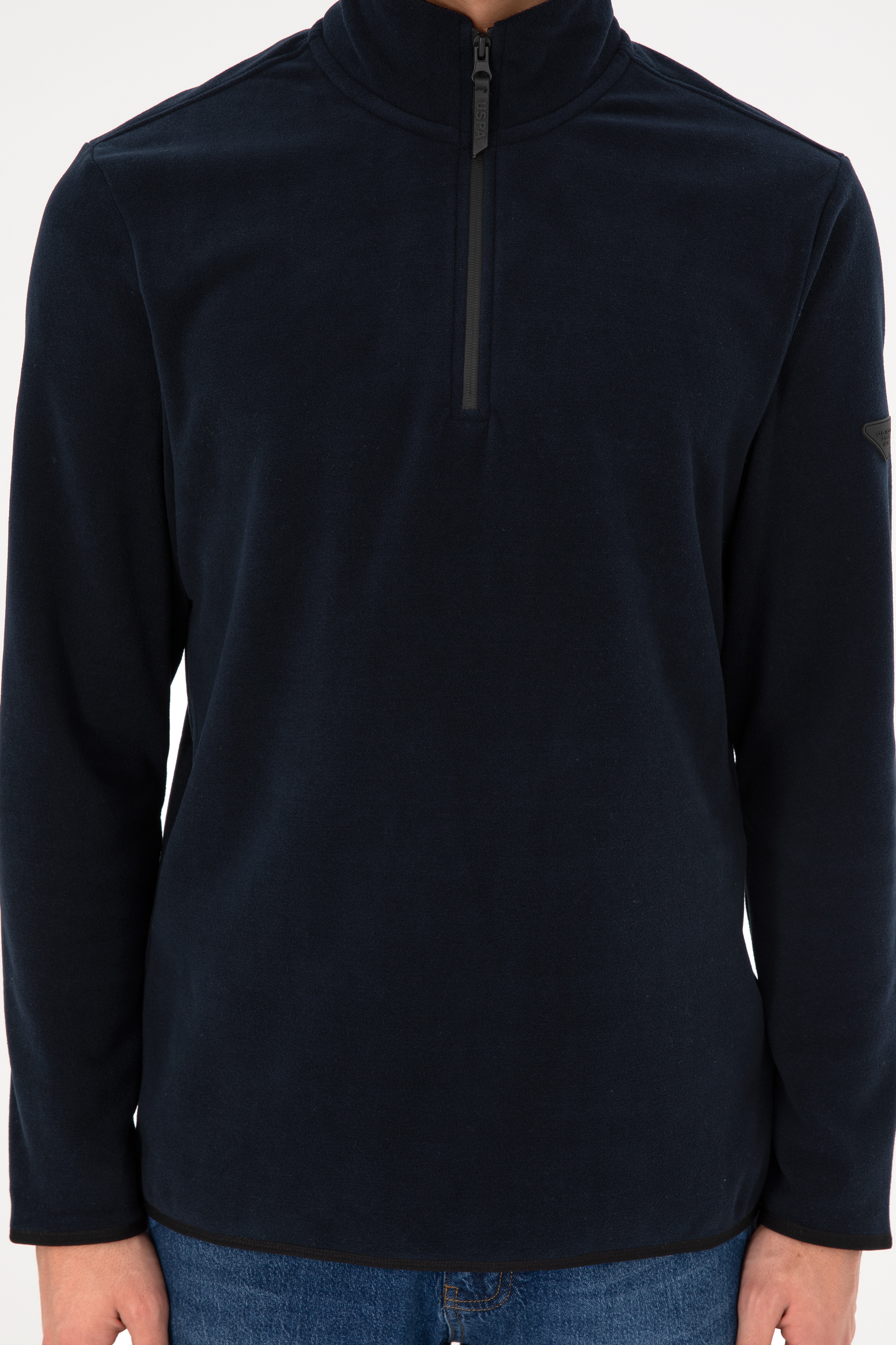 Erkek Yarım Fermuarlı Lacivert Basic Polar Sweatshirt - Image 7