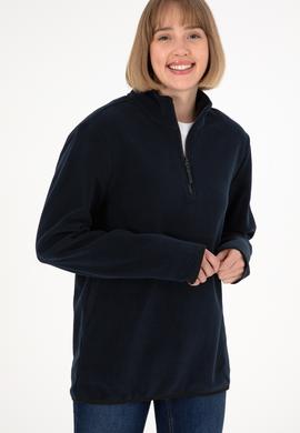 Erkek Yarım Fermuarlı Lacivert Basic Polar Sweatshirt - 50298085057