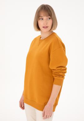 Erkek Bisiklet Yaka Hardal Basic Şardonlu Sweatshirt - 50295148133