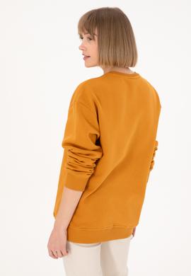 Erkek Bisiklet Yaka Hardal Basic Şardonlu Sweatshirt - 50295148133