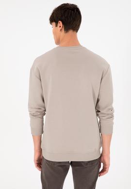 Erkek Bisiklet Yaka Taş Basic Şardonlu Sweatshirt - 50295148113