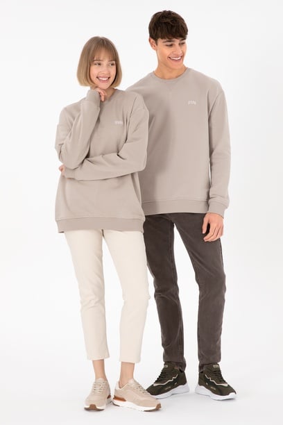 Erkek Bisiklet Yaka Taş Basic Şardonlu Sweatshirt