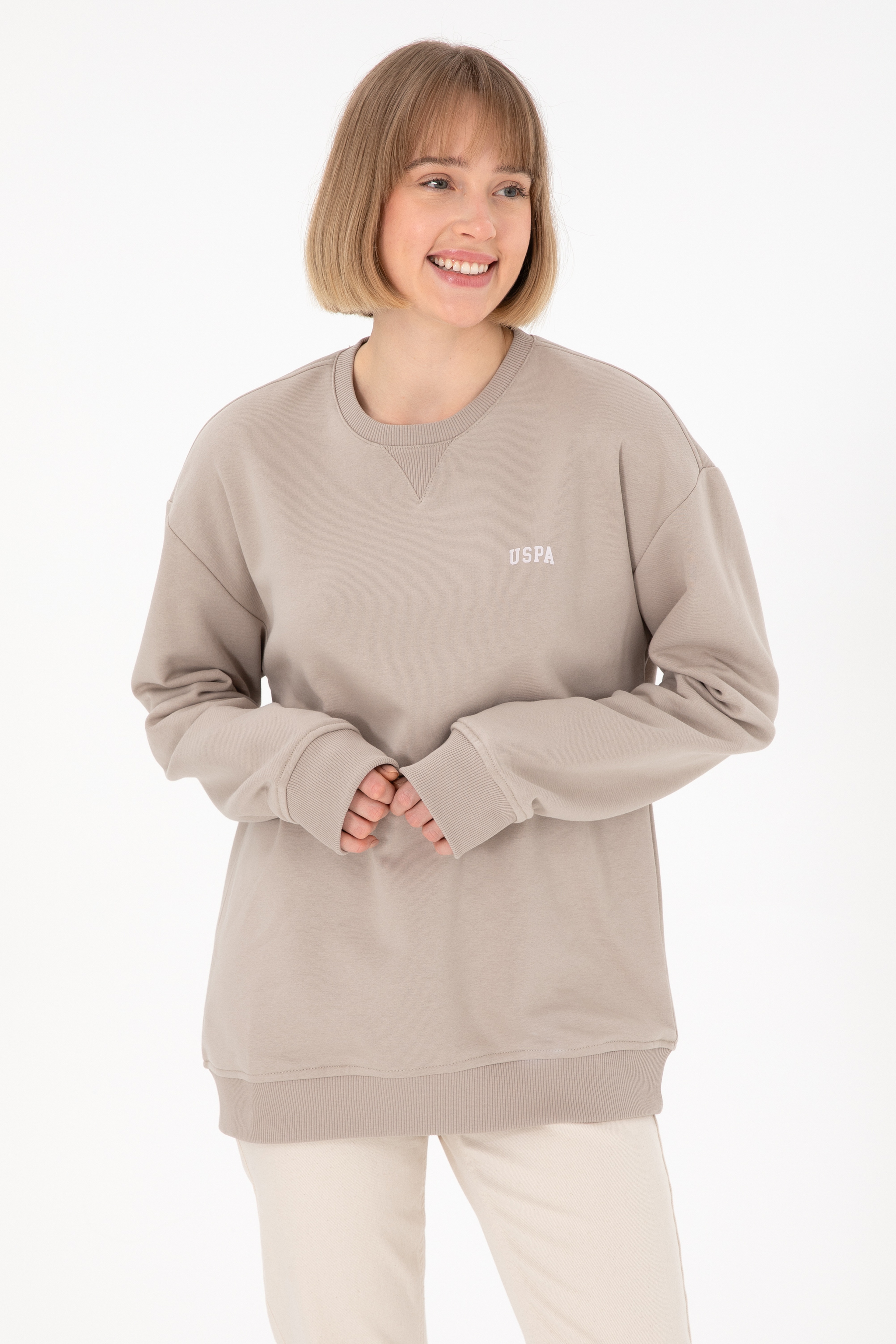 Erkek Bisiklet Yaka Taş Basic Şardonlu Sweatshirt - Image 3