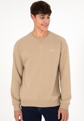 Erkek Bisiklet Yaka Kum Basic Şardonlu Sweatshirt - 50295148167