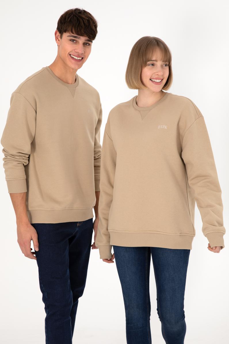 Erkek Bisiklet Yaka Kum Basic Şardonlu Sweatshirt