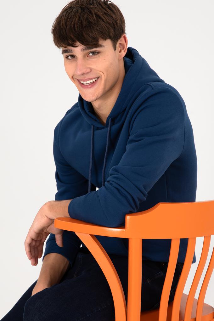 Erkek İndigo Basic Sweatshirt