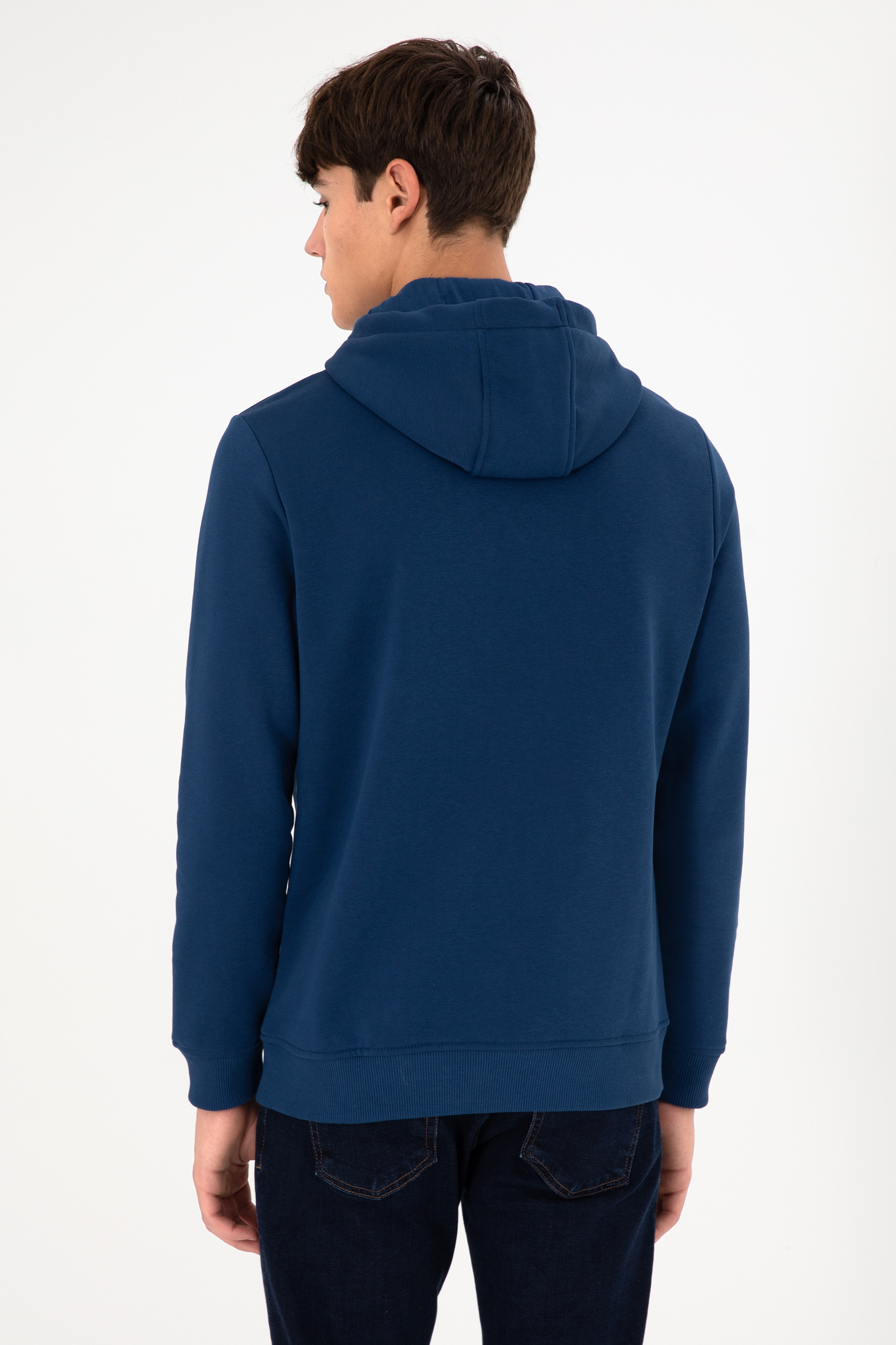 Erkek İndigo Basic Sweatshirt