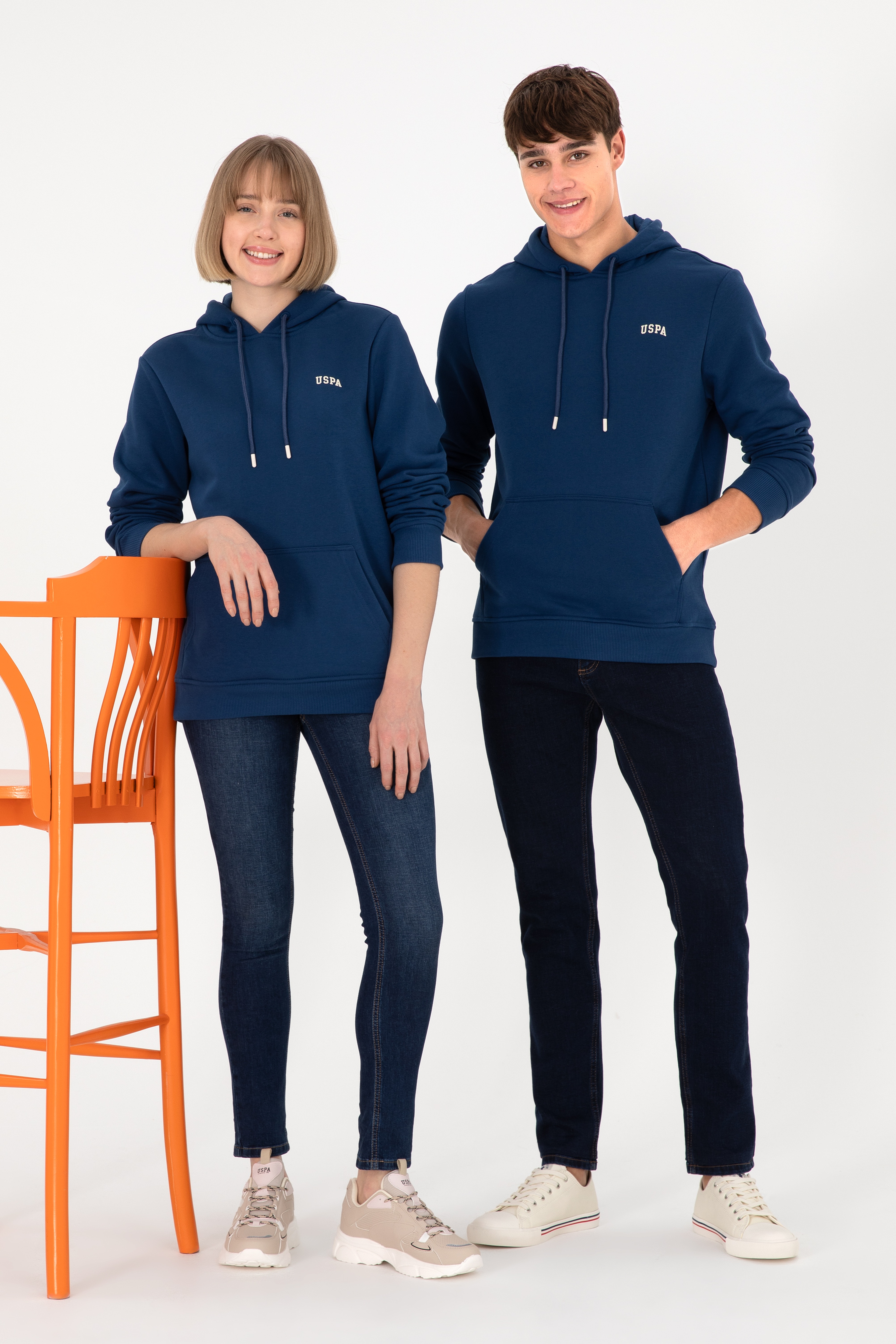 Erkek İndigo Basic Sweatshirt - Image 4