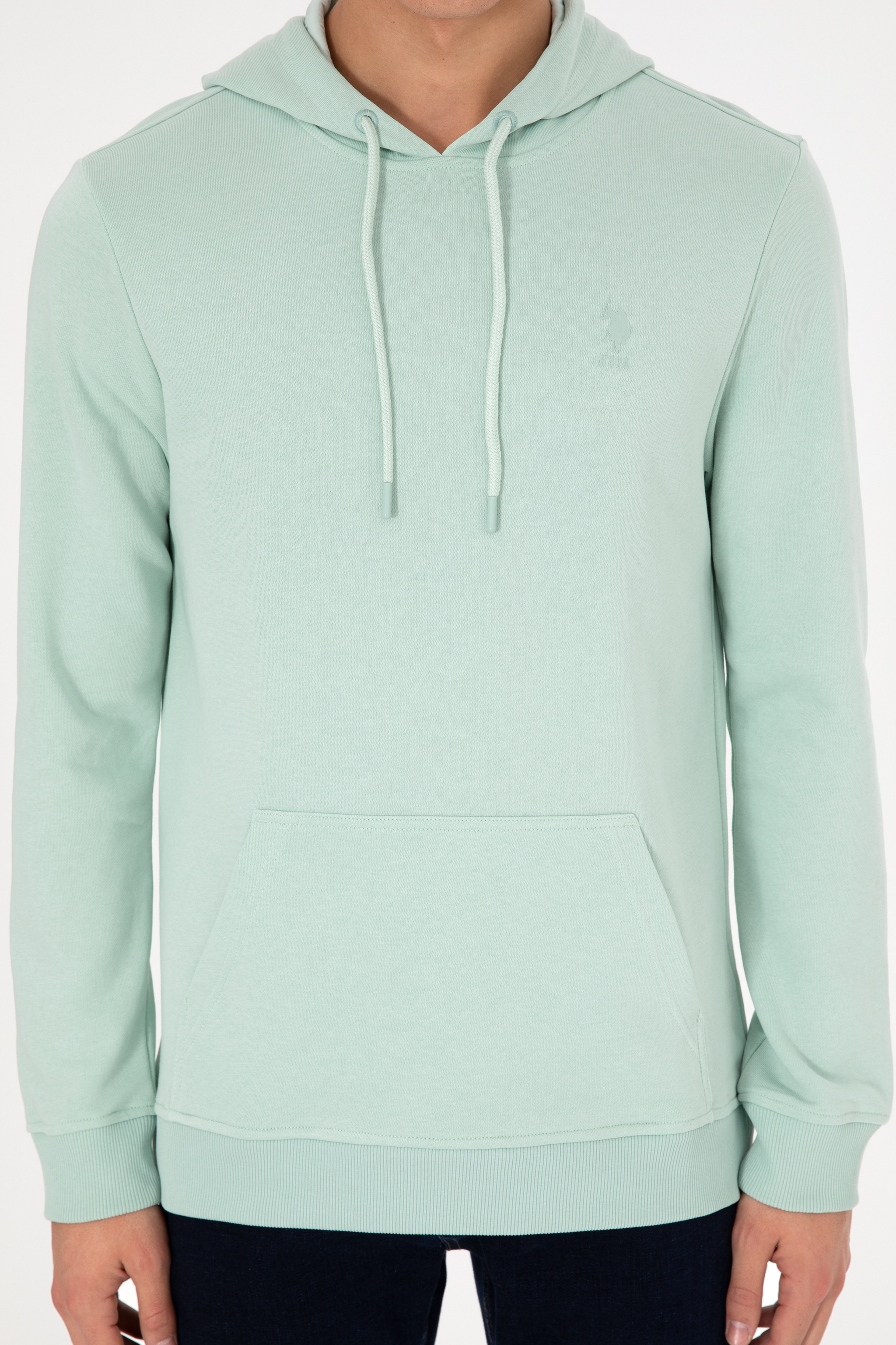 Erkek Su Yeşili Basic Sweatshirt
