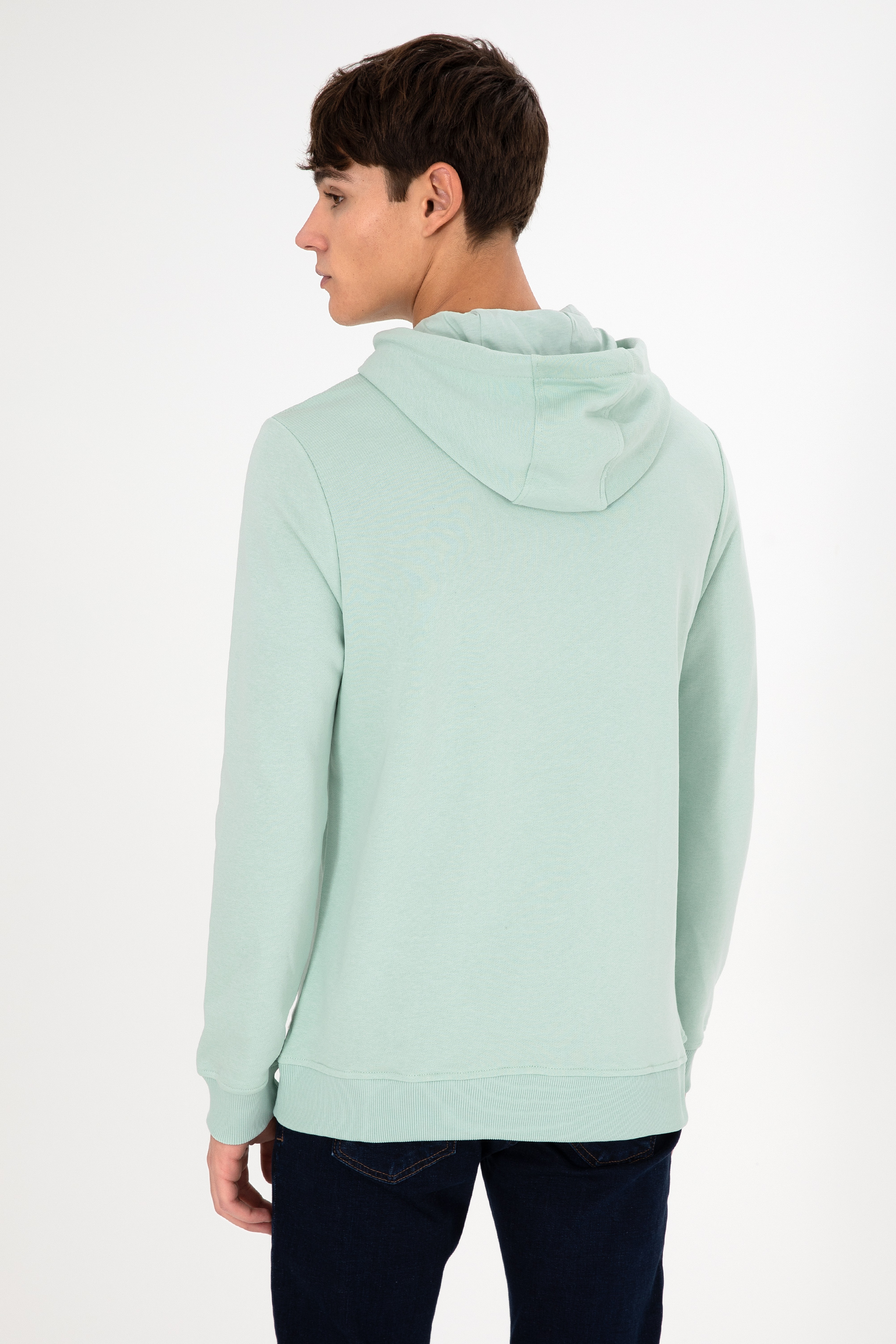 Erkek Su Yeşili Basic Sweatshirt
