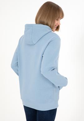 Erkek Kapüşonlu Açık Mavi Basic Şardonlu Sweatshirt - 50295176006