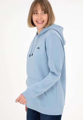 Erkek Kapüşonlu Açık Mavi Basic Şardonlu Sweatshirt - 50295176006