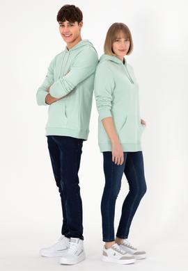 Erkek Su Yeşili Basic Sweatshirt - 50295167058