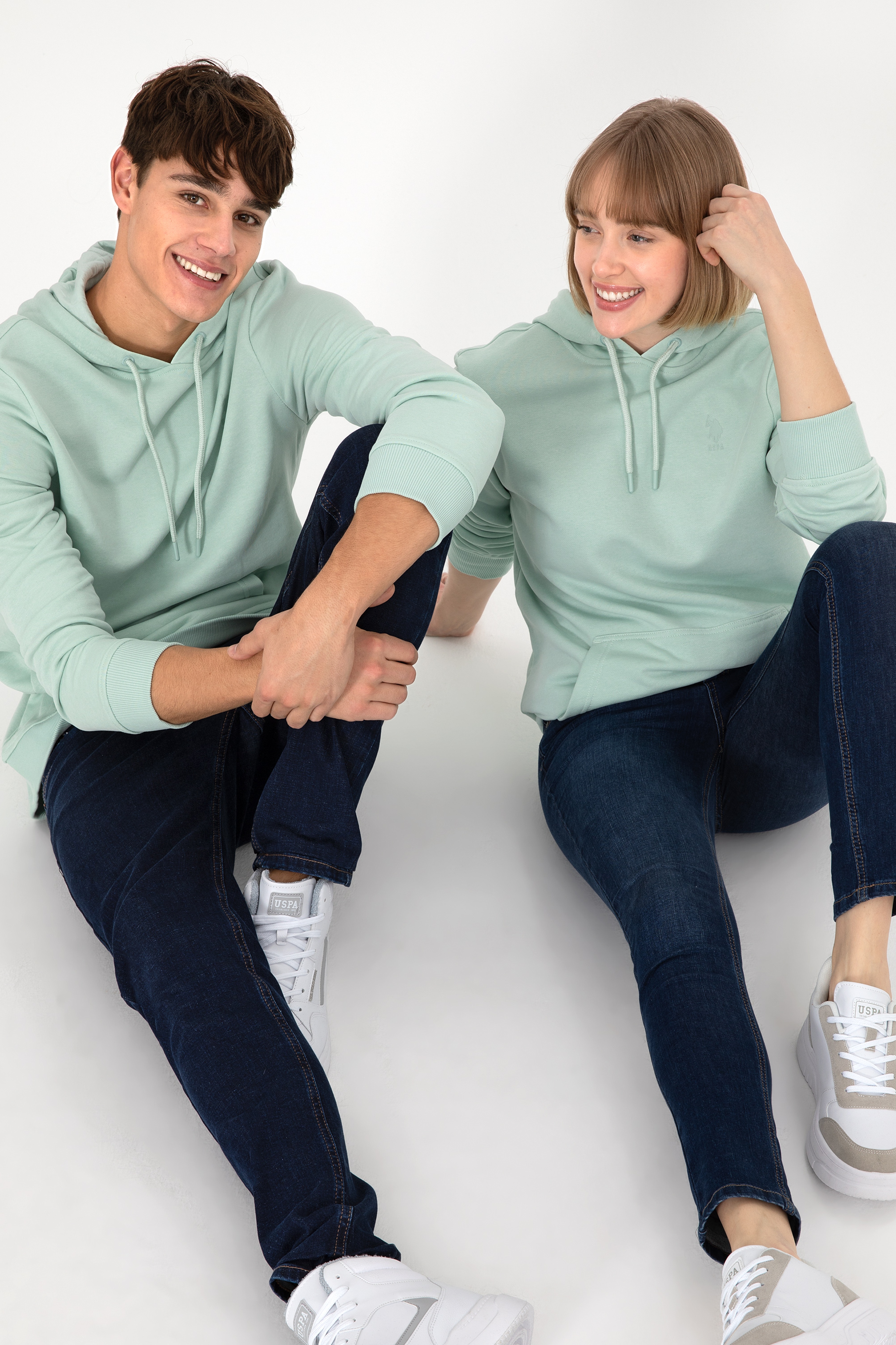 Erkek Su Yeşili Basic Sweatshirt - Image 1