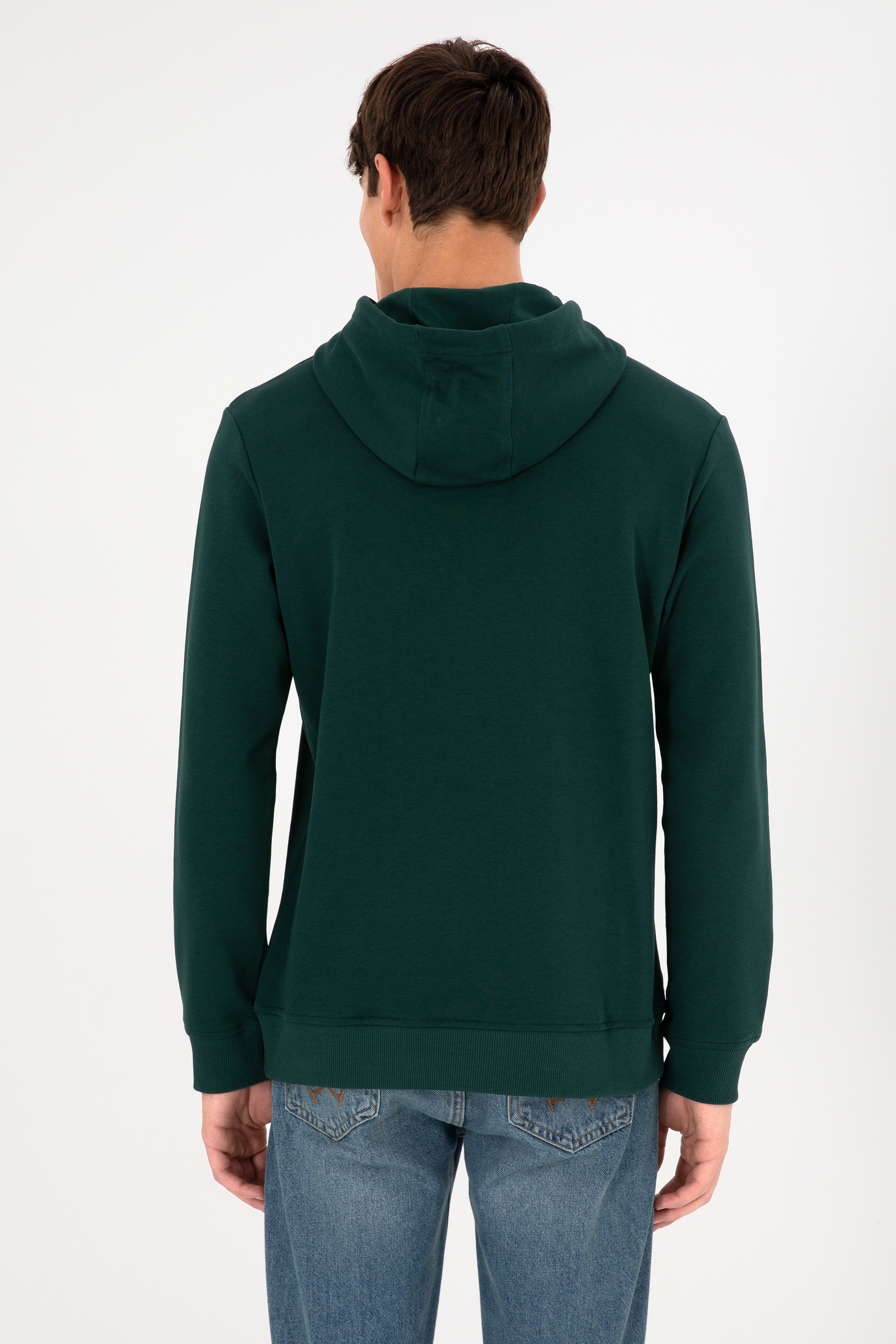 Erkek Koyu Yeşil Basic Sweatshirt - Image 6