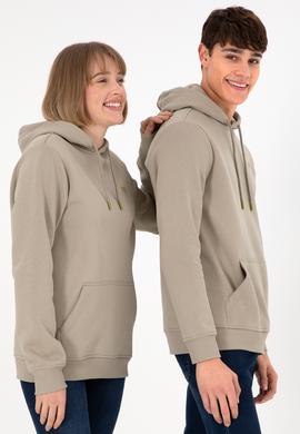 Erkek Kapüşonlu Açık Haki Basic Şardonlu Sweatshirt - 50295176181