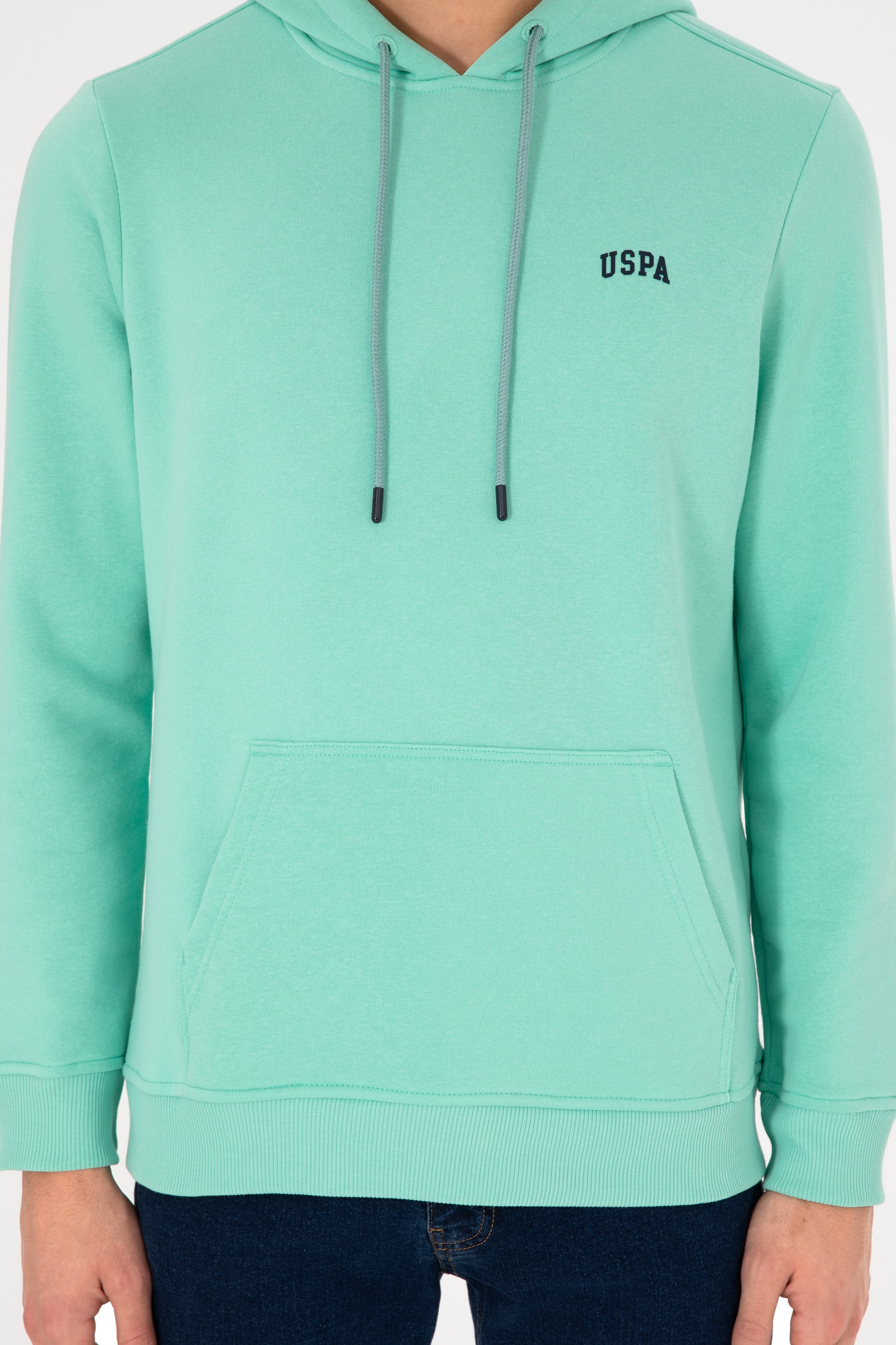 Erkek Kapüşonlu Mint Basic Şardonlu Sweatshirt - Image 7