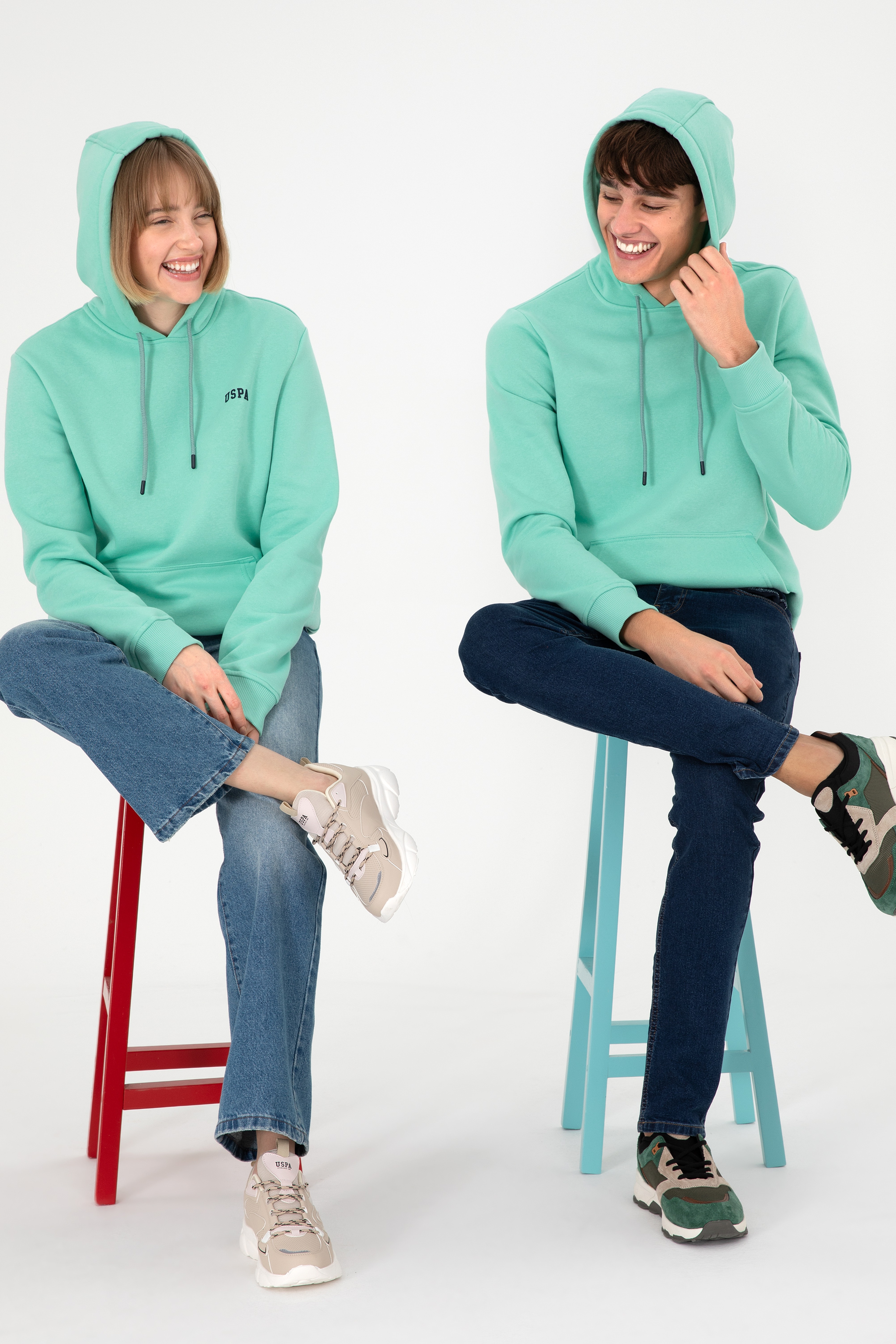 Erkek Kapüşonlu Mint Basic Şardonlu Sweatshirt - Image 4