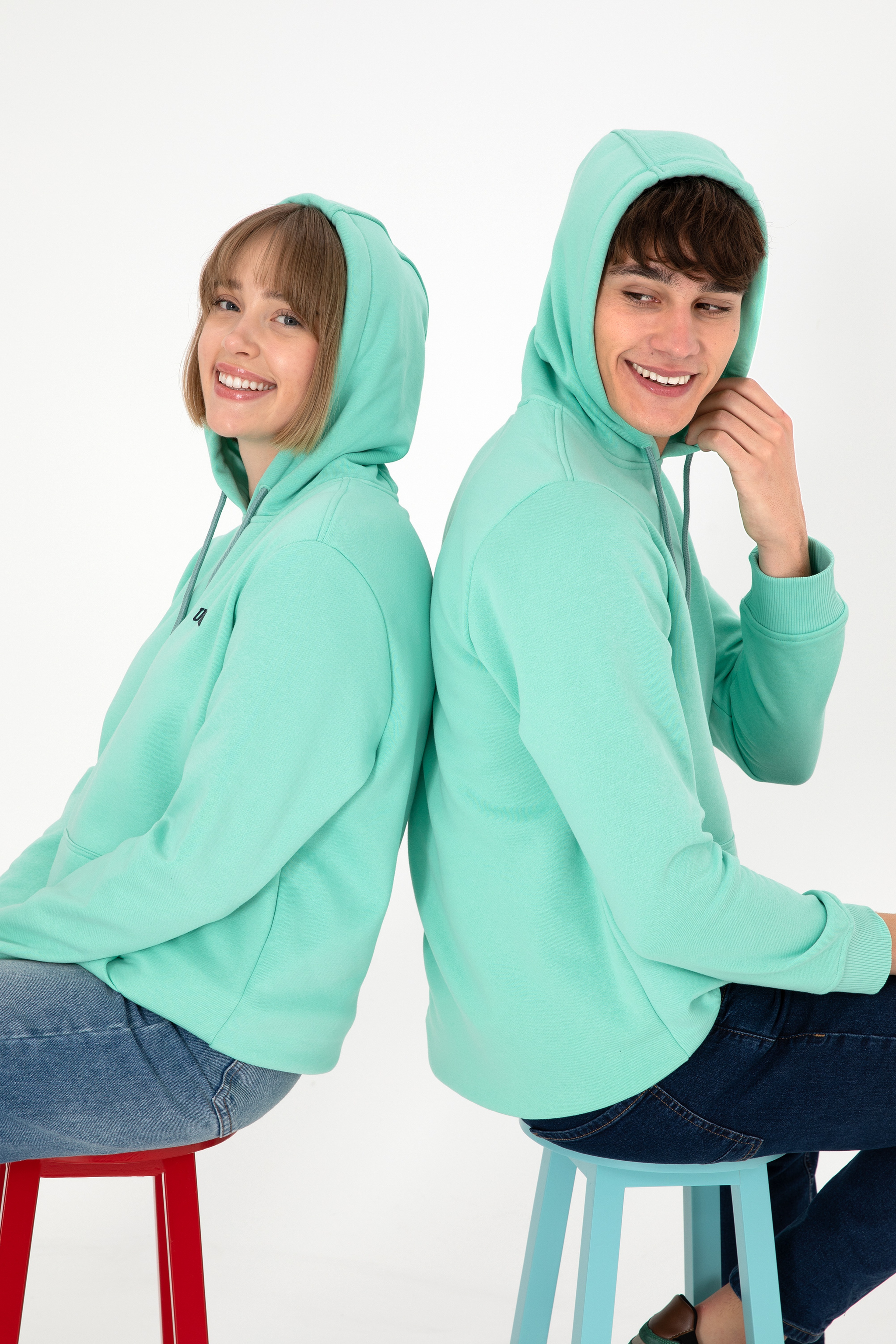 Erkek Kapüşonlu Mint Basic Şardonlu Sweatshirt - Image 3
