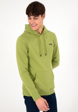 Erkek Kapüşonlu Fıstık Yeşili Basic Şardonlu Sweatshirt - 50295176154