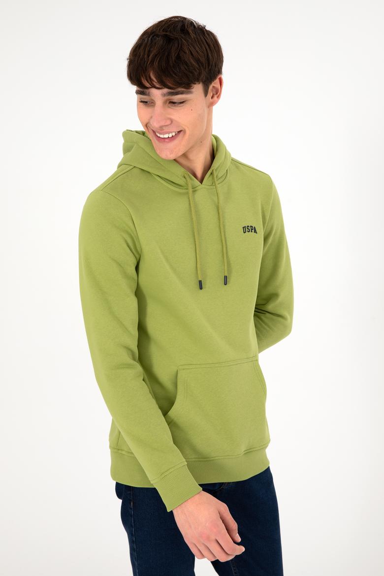 Erkek Kapüşonlu Fıstık Yeşili Basic Şardonlu Sweatshirt - 50295176154