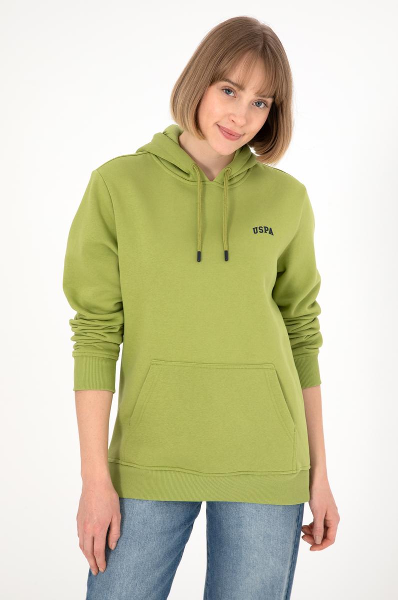 Erkek Kapüşonlu Fıstık Yeşili Basic Şardonlu Sweatshirt