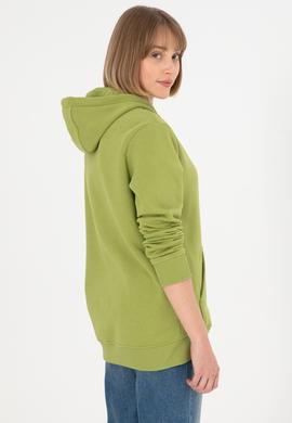 Erkek Kapüşonlu Fıstık Yeşili Basic Şardonlu Sweatshirt - 50295176154