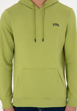 Erkek Kapüşonlu Fıstık Yeşili Basic Şardonlu Sweatshirt - 50295176154