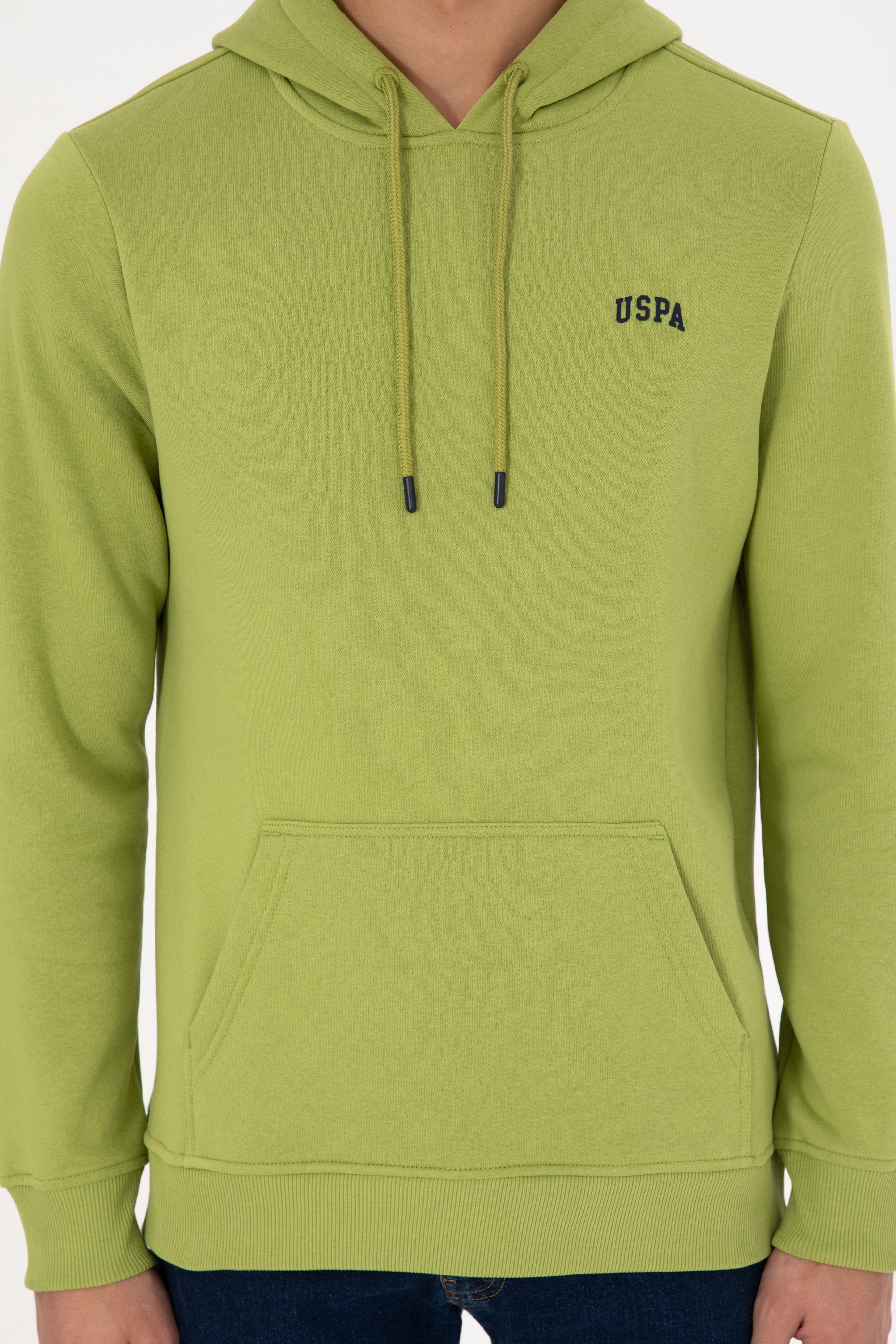 Erkek Kapüşonlu Fıstık Yeşili Basic Şardonlu Sweatshirt - Image 7